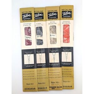Vintage Talon Zephyr Nylon Coil Neckline Zippers NOS Sewing Supplies‎ Lot